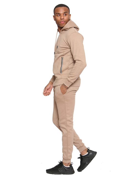 Men Plain Zipper Hoodie Warm Tracksuit